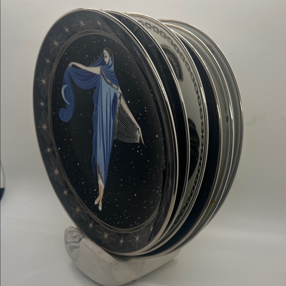 House of Erté Set of 6 Franklin Mint Sevenarts Porcelain Collector Art Plates